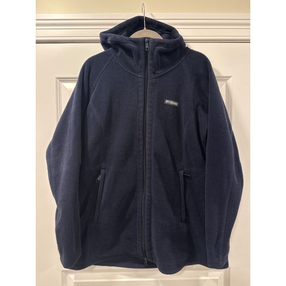 Columbia Benton Springs Fleece Hoodie Womens 1X Dark Blue Double Zippered